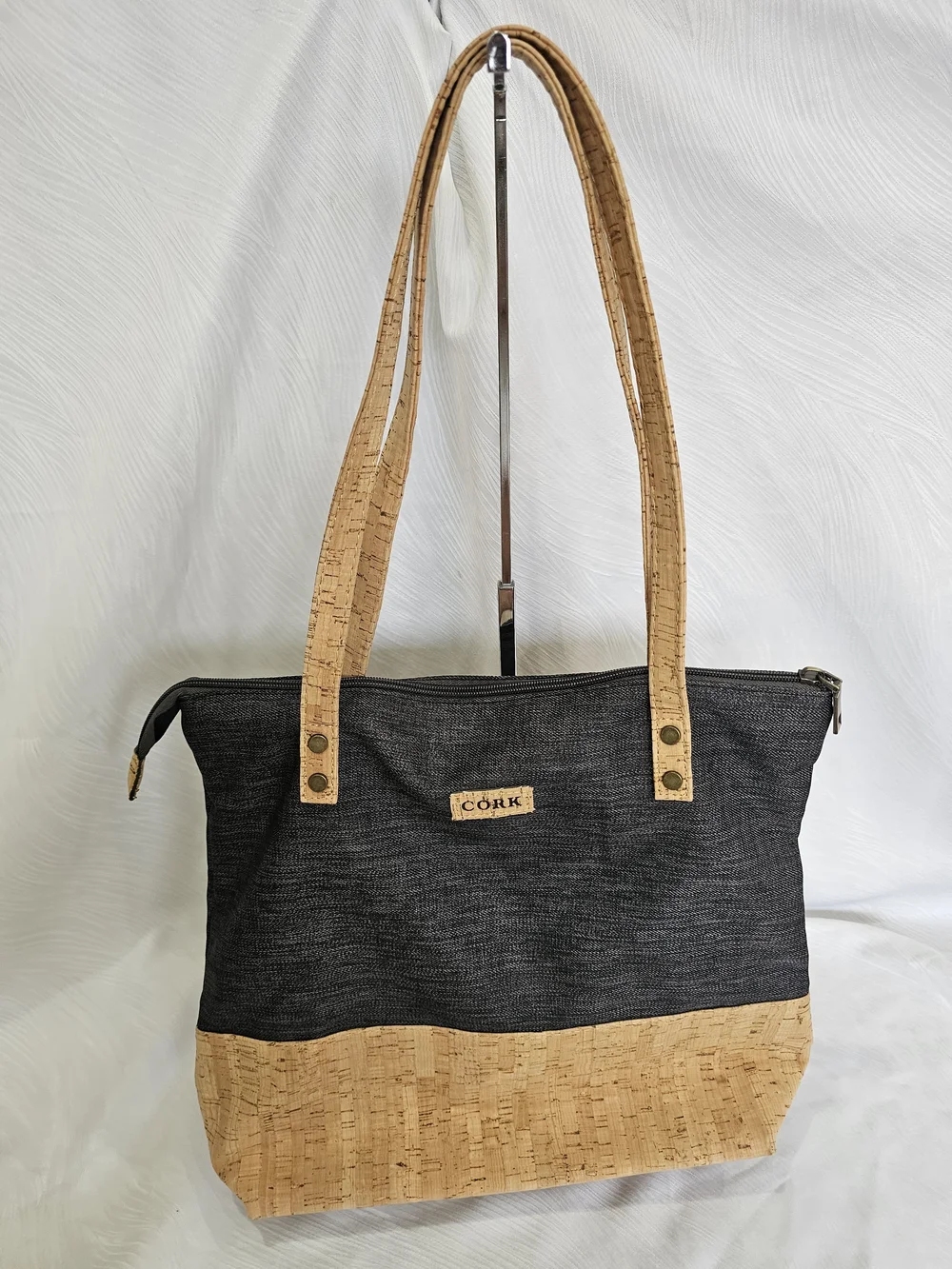 Black and Natural Cork Tote Bag